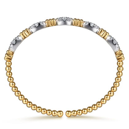 14K Mix of White and Yellow Gold Diamond Bangle
