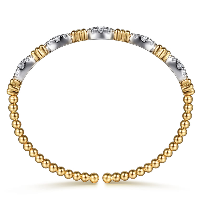14K Mix of White and Yellow Gold Diamond Bangle - 0.75 ct - Shot 3