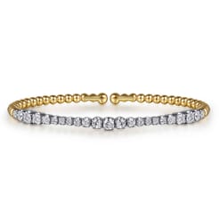 14K Mix of White and Yellow Gold Diamond Bangle