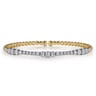 14K Mix of White and Yellow Gold Diamond Bangle - 1.02 ct