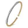14K Mix of White and Yellow Gold Diamond Bangle - 1.02 ct