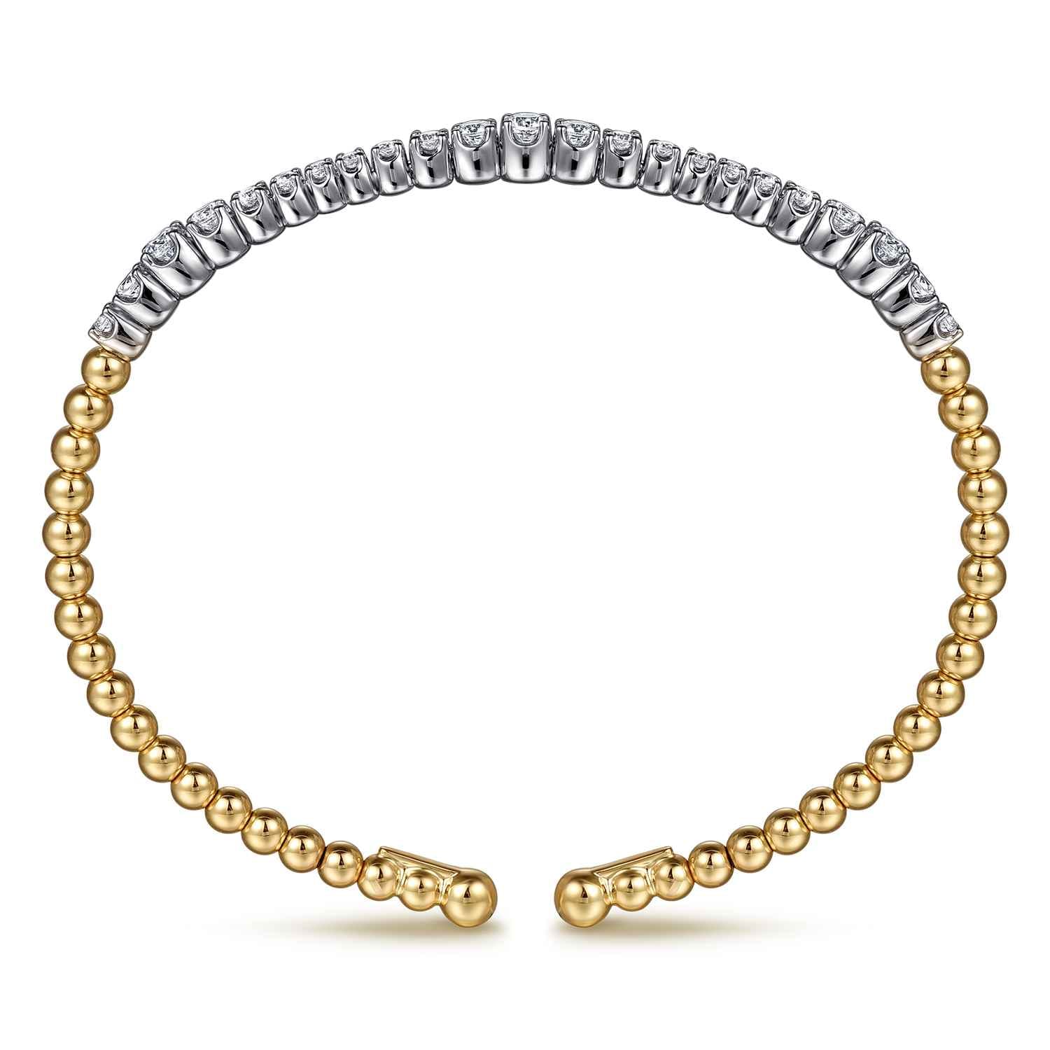14K Mix of White and Yellow Gold Diamond Bangle - 1.02 ct - Shot 3