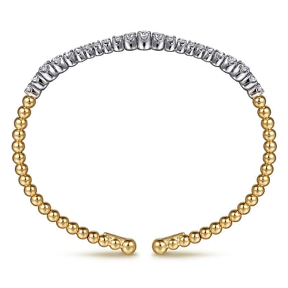 14K Mix of White and Yellow Gold Diamond Bangle
