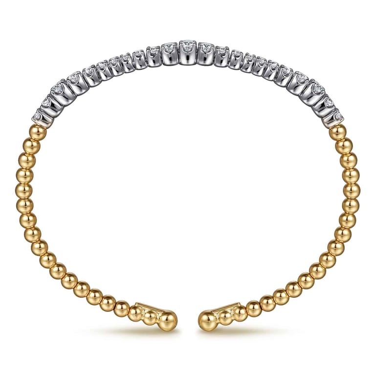 14K Mix of White and Yellow Gold Diamond Bangle - 1.02 ct - Shot 3