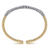 14K Mix of White and Yellow Gold Diamond Bangle - 1.02 ct