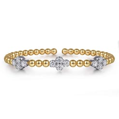 14K Mix of White and Yellow Gold Diamond Bangle