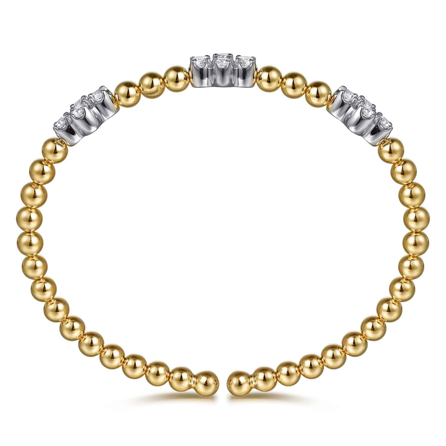 14K Mix of White and Yellow Gold Diamond Bangle - 1.08 ct - Shot 3