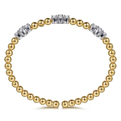 14K Mix of White and Yellow Gold Diamond Bangle