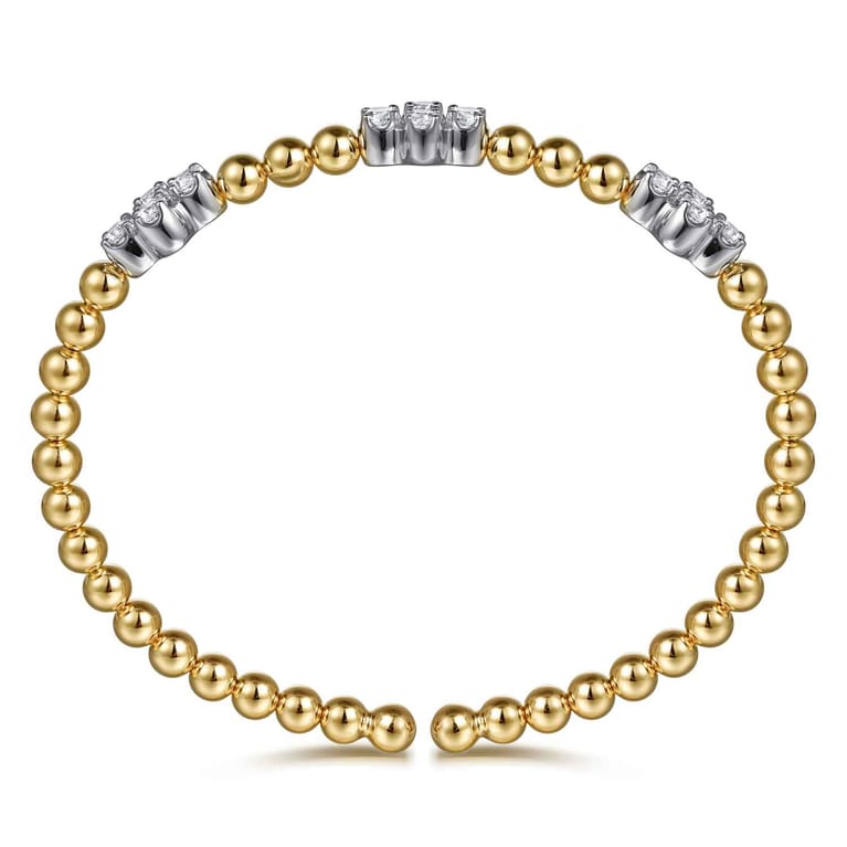 14K Mix of White and Yellow Gold Diamond Bangle - 1.08 ct - Shot 3