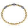 14K Mix of White and Yellow Gold Diamond Bangle - 1.08 ct