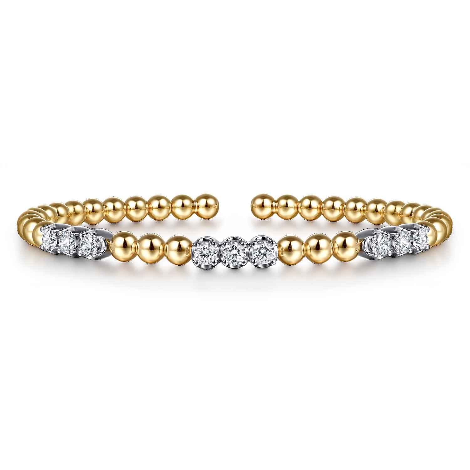 14K Mix of White and Yellow Gold Diamond Bangle - 1.02 ct - Shot 1