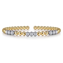 14K Mix of White and Yellow Gold Diamond Bangle