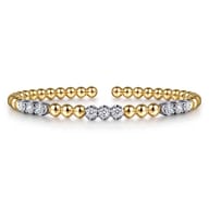 14K Mix of White and Yellow Gold Diamond Bangle