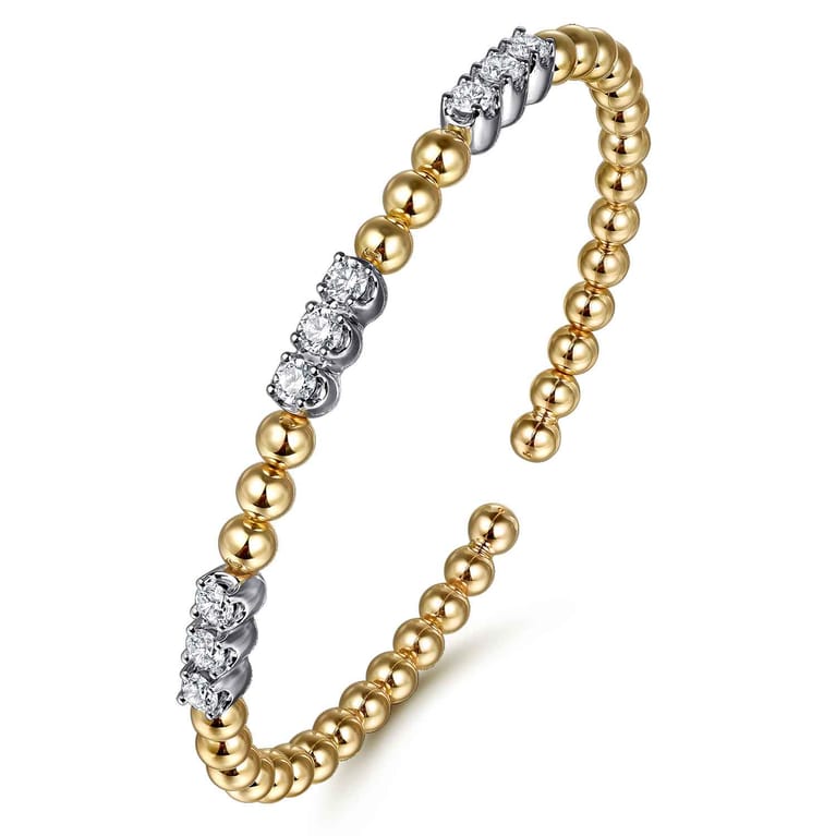 14K Mix of White and Yellow Gold Diamond Bangle - 1.02 ct - Shot 2