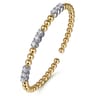 14K Mix of White and Yellow Gold Diamond Bangle - 1.02 ct