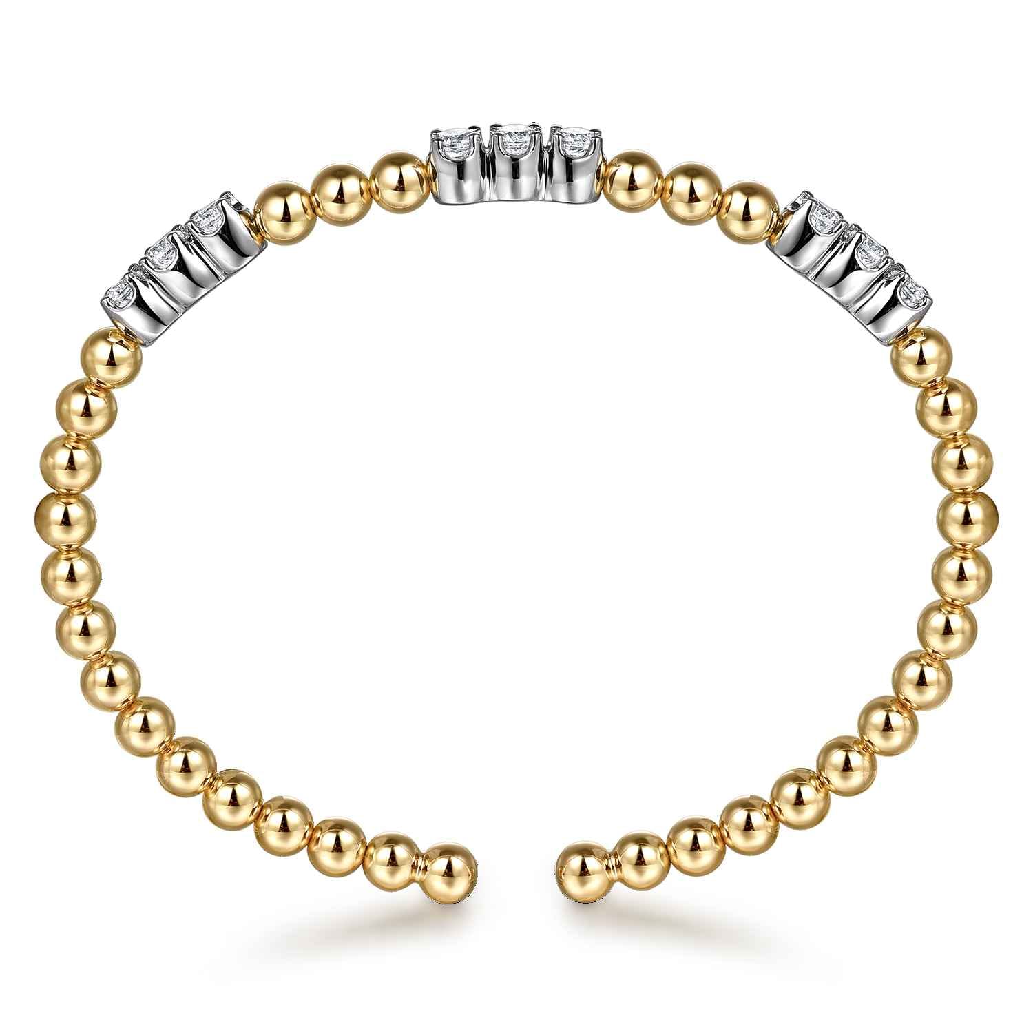 14K Mix of White and Yellow Gold Diamond Bangle - 1.02 ct - Shot 3