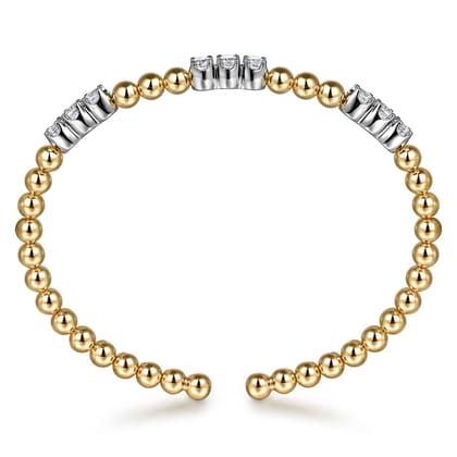 14K Mix of White and Yellow Gold Diamond Bangle