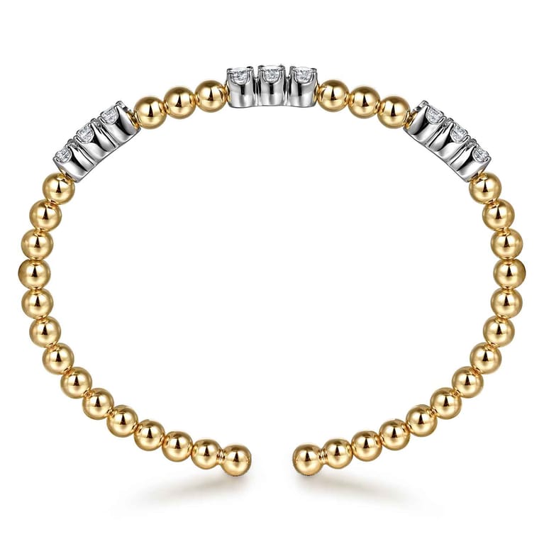 14K Mix of White and Yellow Gold Diamond Bangle - 1.02 ct - Shot 3