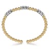 14K Mix of White and Yellow Gold Diamond Bangle - 1.02 ct