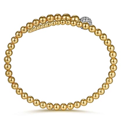 14K Mix of White and Yellow Gold Diamond Bangle