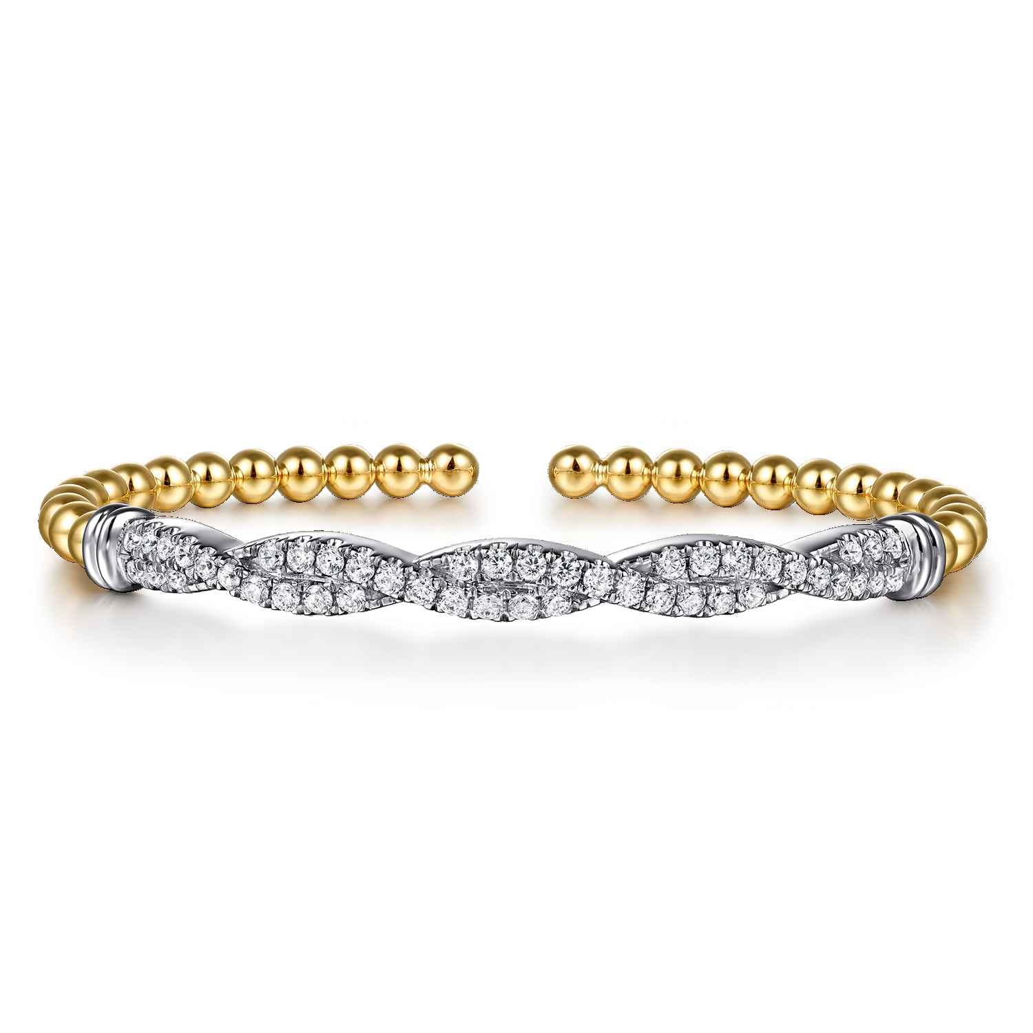14K Mix of White and Yellow Gold Diamond Bangle - 1.02 ct - Shot 1