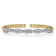 14K Mix of White and Yellow Gold Diamond Bangle