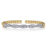 14K Mix of White and Yellow Gold Diamond Bangle - 1.02 ct