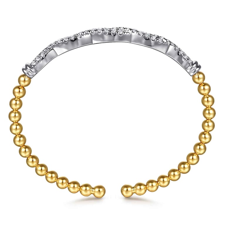 14K Mix of White and Yellow Gold Diamond Bangle - 1.02 ct - Shot 3