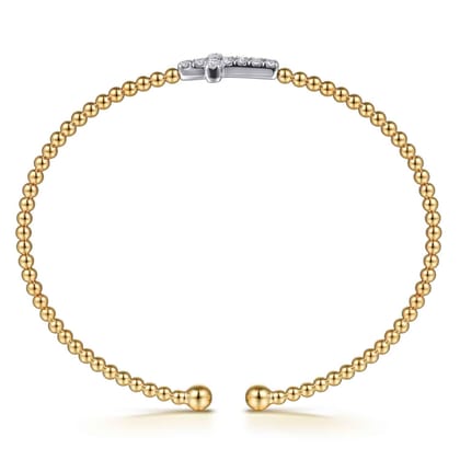 14K Mix of White and Yellow Gold Diamond Bangle