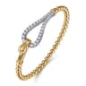 14K Mix of White and Yellow Gold Diamond Stirrup Bujukan Bangle - 1 ct