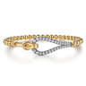 14K Mix of White and Yellow Gold Diamond Stirrup Bujukan Bangle - 1.02 ct