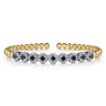 14K Mix of White and Yellow Gold Diamond and Sapphire Bangle - 0.54 ct