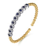 14K Mix of White and Yellow Gold Diamond and Sapphire Bangle - 0.54 ct