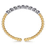 14K Mix of White and Yellow Gold Diamond and Sapphire Bangle - 0.54 ct