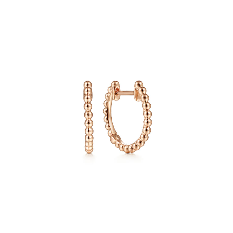 14K Pink Gold Bujukan Huggie Earrings - Shot 1