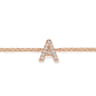 14K Pink Gold Diamond A Initial Chain Bracelet - 0.06 ct
