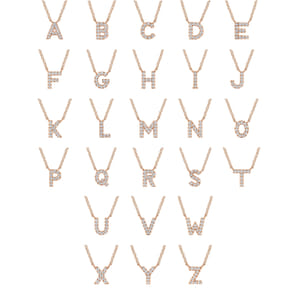 14K Pink Gold Diamond A Initial Pendant Necklace
