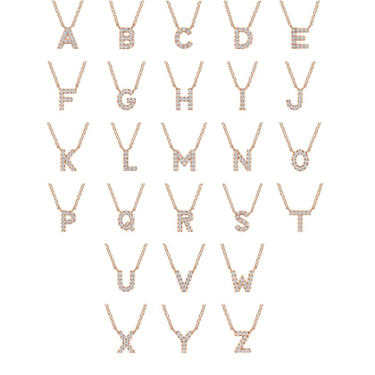 14K Pink Gold Diamond A Initial Pendant Necklace
