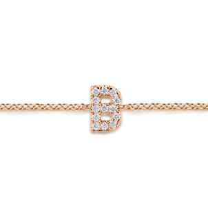 14K Pink Gold Diamond B Initial Chain Bracelet