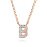14K Pink Gold Diamond B Initial Pendant Necklace - 0.08 ct