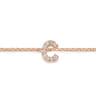 14K Pink Gold Diamond C Initial Chain Bracelet - 0.05 ct