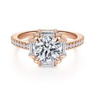 14K Pink Gold Diamond Engagement Ring