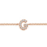 14K Pink Gold Diamond G Initial Chain Bracelet - 0.07 ct