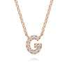 14K Pink Gold Diamond G Initial Pendant Necklace - 0.07 ct