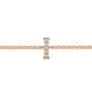 14K Pink Gold Diamond I Initial Chain Bracelet