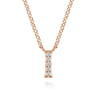 14K Pink Gold Diamond I Initial Pendant Necklace - 0.03 ct
