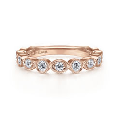 14K Pink Gold Diamond Ladies Ring