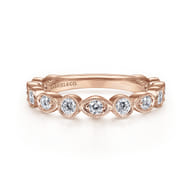 14K Pink Gold Diamond Ladies Ring