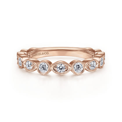 14K Pink Gold Diamond Ladies Ring