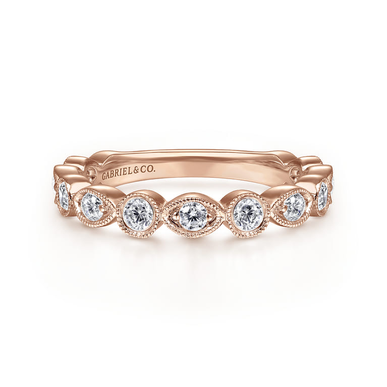 14K Pink Gold Diamond Ladies Ring - 0.52 ct - Shot 1